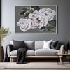 Three White Roses Yağlı Boya Dokulu TabloYağlı Boya Dokulu Çiçek TablolarıTablolife