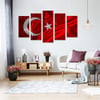 Türk Bayrağı - 5 Parçalı Kanvas Tablo