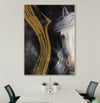 White Horse - Yağlı Boya Dokulu TabloYağlı Boya Dokulu Soyut TablolarTablolife.com
