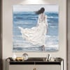 Woman In White Dress Yağlı Boya Dokulu TabloYağlı Boya Dokulu Kadın Temalı TablolarTablolife