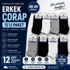 12 li Aykut Erkek Patik Çorap.-Düz Model Karışık