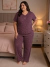 Battal Elite Kısa Kol Sleepy Yaka Kaşkorse Pijama Takım-lila