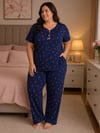 Battal Elite Kısa Kol Sleepy Yaka Kaşkorse Pijama Takım-lacivert