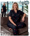 Battal Işılay Milan Kısa Kol Pijama Takım-3190-3 siyah kırmızı kalp