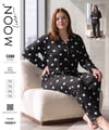 Battal Moonlıne Süet Byn Pijama Takım-Siyah Kalp