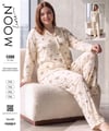 Battal Moonlıne Süet Byn Pijama Takım-krem kalp ayıcık