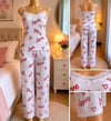 Elite İp Askılı Alt Uzun Milan Pijama Takım-Beyaz Love