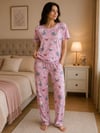 Elite Kısa Kol Alt Uzun Sıfıryaka Milan Pijama Takım-pembe kuzu