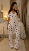 Goodnıht Milan Byn Pijama Takım-BEYAZ KIRMIZI KALP