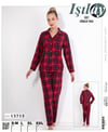 Işılay Bayan Süet Pijama Takım-14102 kırmızı kareli