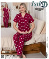 Işılay Milan Kısa Kol Pijama Takım-3120 bordo kalp 