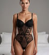 MıssNergız Destekli Kalp Desen BODYSUIT-Siyah