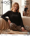Moonlıne Milan Byn Pijama Takım-Sıfır yaka alt leopar