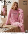 Moonlıne Milan Byn Pijama Takım-Sıfır yaka pembe kiraz 027