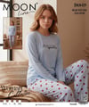 Moonlıne Milan Byn Pijama Takım-Sıfır yaka mavi çilek 029