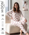 Moonlıne Süet Byn Pijama Takım-beyaz kırmızı kalp