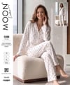 Moonlıne Süet Byn Pijama Takım-beyaz üzeri kırmızı kurdale