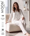 Moonlıne Süet Byn Pijama Takım-beyaz üzeri siyah kurdale