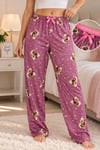 Pijamoni Bayan Süet Pijama-Gülkurusu ayıcık