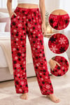 Pijamoni Bayan Süet Pijama-kırmızı kar desen