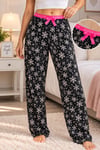 Pijamoni Bayan Süet Pijama-siyah kar desen