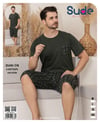 Sude Erkek Kısa Kol Kaprili Pijama Takım-Haki Yeşil-600-591