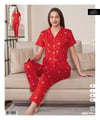 TarzModa Kısa Kol Milan Pijama Takım-Kırmızı 0527