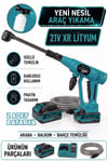 21V Çift Batarya 1500 mAh Yüksek Basınçlı Akülü Şarjlı Oto Araba Yıkama Makinesi