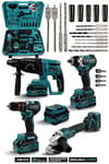 21V Darbeli Kömürsüz Kırıcı Delici Hilti & Taşlama & Matkap & Somun Sıkma Sökme 4'lü Set (USB Şarj Kiti Hediyeli)