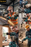 21V Darbeli Şarjlı 5li Set Kırıcı Delici Hilti - Taşlama - Somun Sıkma S. - Tilki Kuyruğu - Matkap