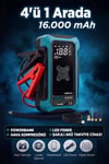 4'ü 1 Arada Dijital Göstergeli | Powerbank | Led Fener | Hava Kompresörü| Şarjlı Akü Takviye Cihazı