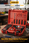 ASSUR 450 NM TORKLU 21V ÇİFT AKÜLÜ 10 PİLLİ KÖMÜRSÜZ 1/2 KIRMIZI SOMUN SIKMA SÖKME MAKİNESİ