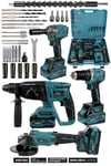 Assur Plus 21V Darbeli Kömürsüz Kırıcı Delici Hilti & Matkap & Somun Sıkma Sökme & Taşlama 4'lü Set