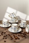 Yaren Style 12 Parça 6 Kişilik Porselen Kahve Fincan Takımı – 90 ml, Nazar Boncuğu Desenli - Yaren Style