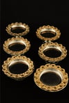 6’lı Kahve Yanı Ayaklı Lokumluk & Şekerlik Seti – Gold Zamak Kenar, Gümüş Renk Gövde (Ø6 cm, 2.5 cm) - Yaren Style