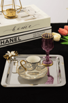 Altılı Kare Papatya Figürlü Paslanmaz Çelik Tepsi Seti 21x21 cm | Gold Sunum Tepsisi - Yaren Style