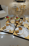 Yaren Style3'Lü Lüx Sunum Tepsisi | Beton Gold Kelebek6'lı Lüx Gül Figürlü Paslanmaz Çelik Kahve, Çay & Sunum Tepsisi