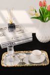 Gold Gül Detaylı Çerçeveli Sunum Tepsisi 33x18 cm | Yaren Style - Yaren Style