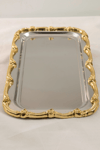 Gold Gül Detaylı Çerçeveli Sunum Tepsisi 33x18 cm | Yaren Style - Yaren Style
