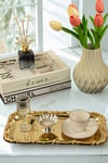 Gold Gül Detaylı Çerçeveli Sunum Tepsisi 33x18 cm | Yaren Style - Yaren Style