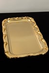 Gold Gül Detaylı Çerçeveli Sunum Tepsisi 33x18 cm | Yaren Style - Yaren Style