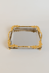 Lüks Gold Gül Detaylı Kare Sunum Tepsisi 21x21 cm - Yaren Style