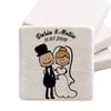 İsim Baskılı Doğal Taş Magnet Karikatür Gelin Damat
