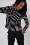 HN070Kadın Siyah-Beyaz Cep Detaylı Fermuarlı Blazer Ceket Hn070
