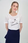 HN1308Baskılı ve Çizgili Tshirt