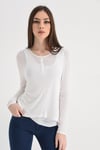 HN1329Yakası Düğmeli Basic Bluz
