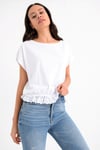 HN1643Beli Büzgülü Ve Dantel Detaylı Tshirt