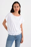 HN1643Beli Büzgülü Ve Dantel Detaylı Tshirt