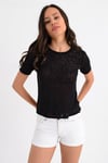 HN1710Kendinden Desenli Basic T-shirt
