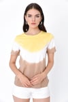 HN2009Batik Baskılı Bisiklet Yakalı Kısa Kollu T-shirt